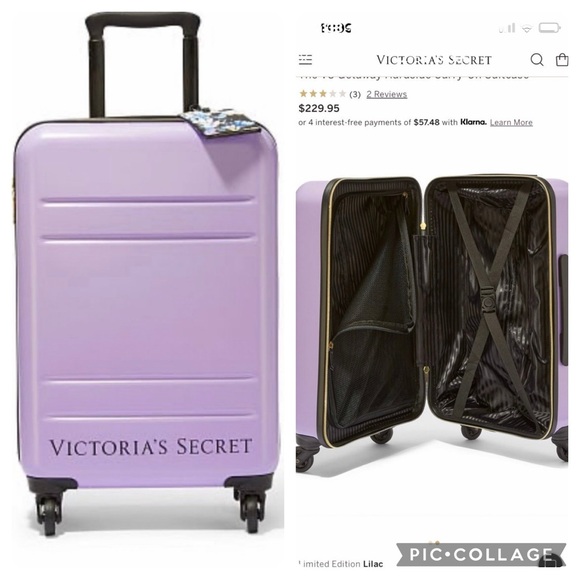 Va hard case wheelie carryon luggage backpack wallet short heart robe tote lilac - Picture 13 of 14